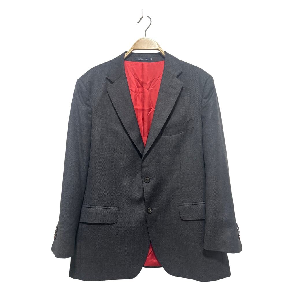 Suitsupply Pure Wool Gray Red Lined Italian Fabric Sports Suit Blazer Jacket 44S